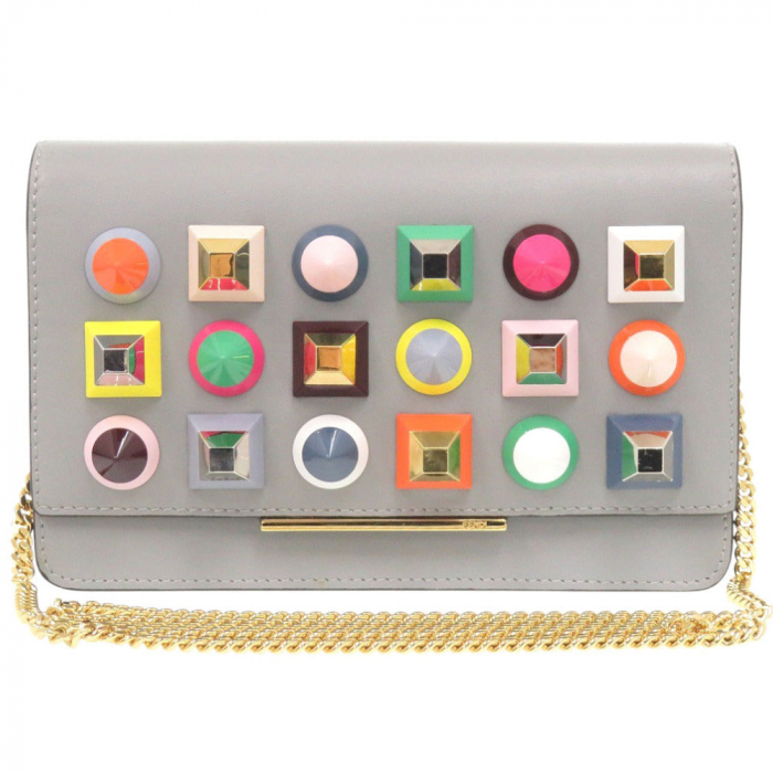 FENDI Shoulder Bag 8M0346 leather gray