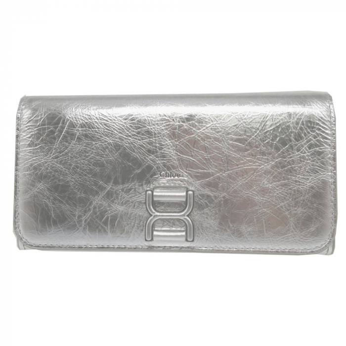 Chloe Long Wallet Purse CHC23AP098 leather Silver Mercy