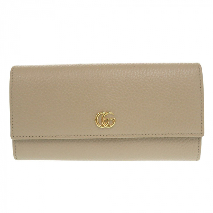 GUCCI Long Wallet Purse 456116 leather beige GG Marmont Continental wa