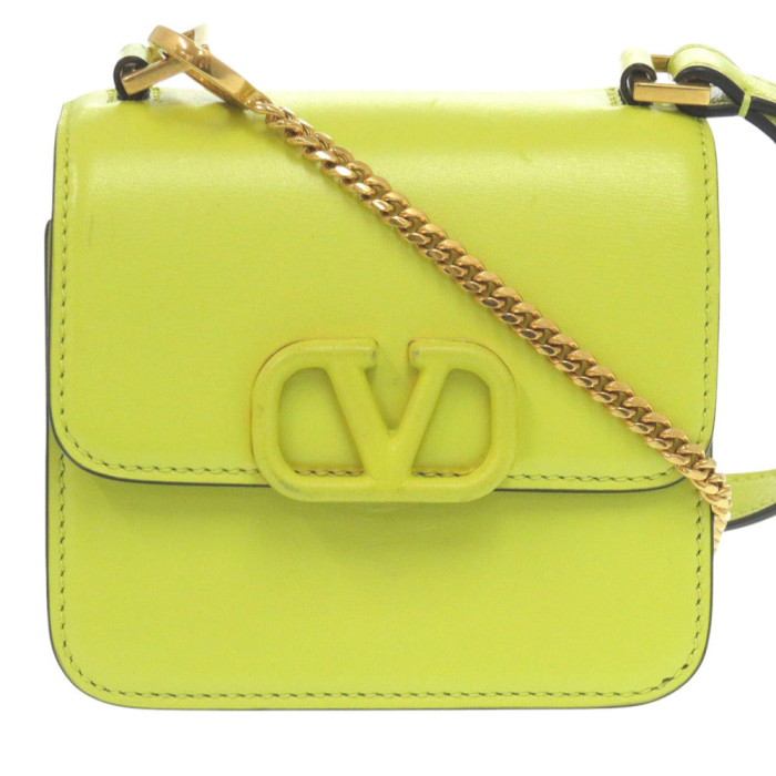Valentino Garavani Shoulder Bag Calfskin yellow V sling