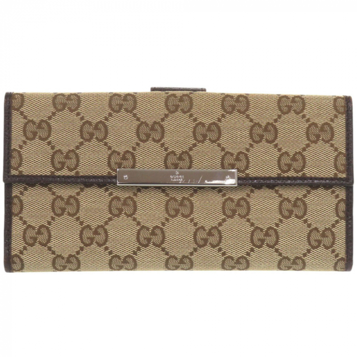 GUCCI Long Wallet Purse 112715 GG canvas beige