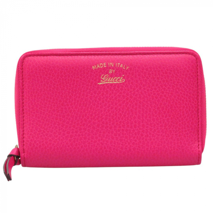 GUCCI Long Wallet Purse 354497 leather Fusha pink Swing