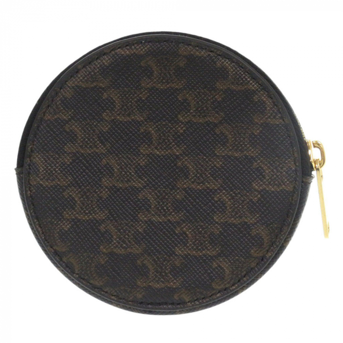 CELINE Coin case U-SD-5202 leather Brown Triomphe