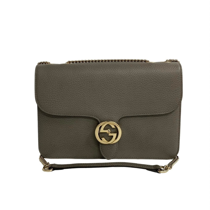 GUCCI Shoulder Bag leather gray