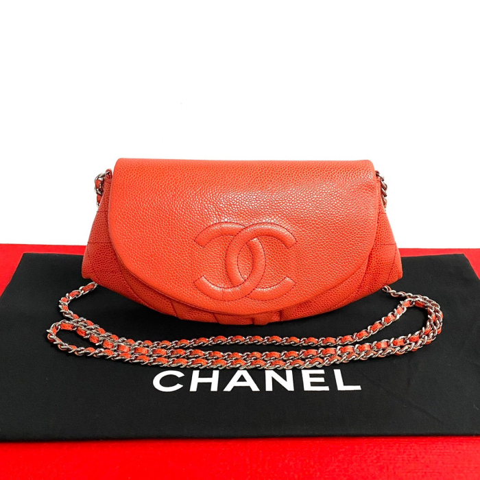 CHANEL Shoulder Bag Matt caviar skin Red Matrasse