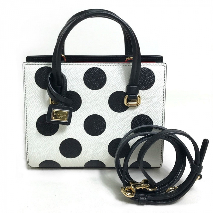DOLCE&amp;GABBANA Handbag leather White x Black x Red Dot Pattern 2WAY Wom