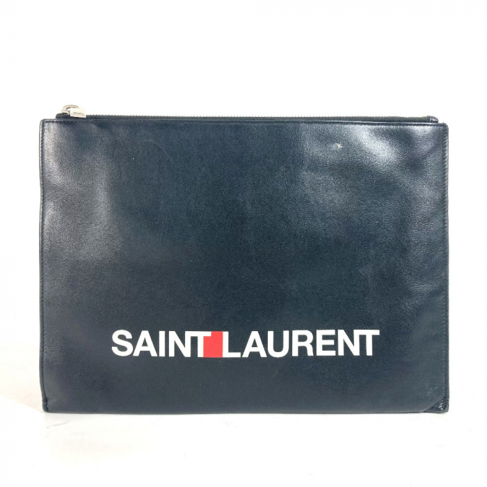 SAINT LAURENT PARIS Clutch bag 397294 leather black logo mens Used Aut