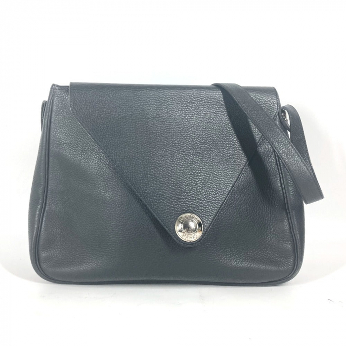 HERMES Shoulder Bag leather black Serie Christine