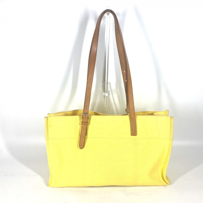 HERMES Shoulder Bag Leather / canvas yellow Etrivi√®re Elan