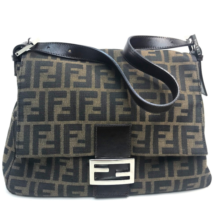 FENDI Shoulder Bag Canvas / leather Brown Zucca FF pattern Mamma Bucke