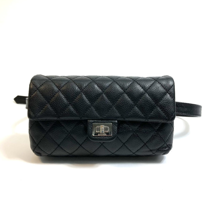 CHANEL Waist bag Soft caviar skin black 2.55 Matrasse Women Used Authe