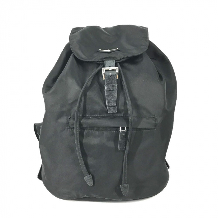 PRADA Backpack 1BZ032 Nylon / leather black With logo Triangle logo pl