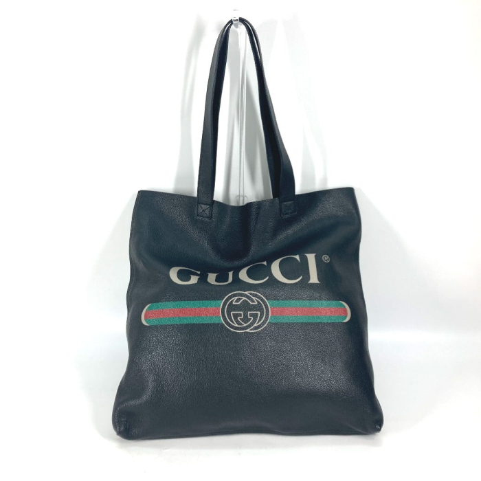 GUCCI Tote Bag 572768 leather black Sherry line Logo print unisex(Unis