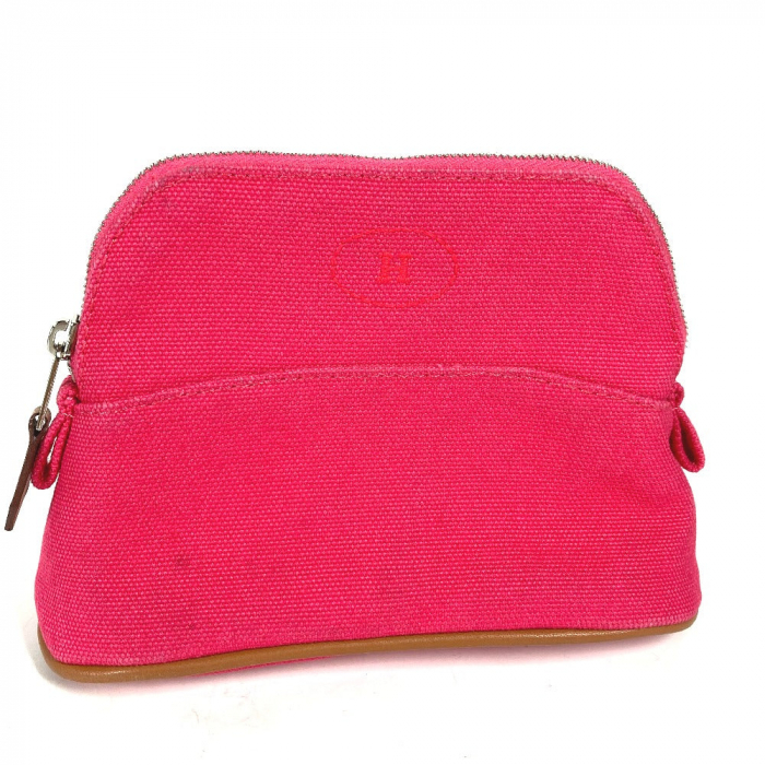 HERMES Pouch canvas pink Bolide Pouch Mini Mini 16 Women Used Authenti