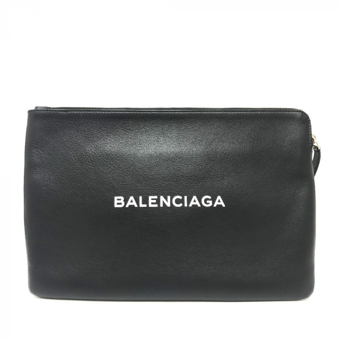 BALENCIAGA Clutch bag 492467 leather black logo shopping mens Used Aut
