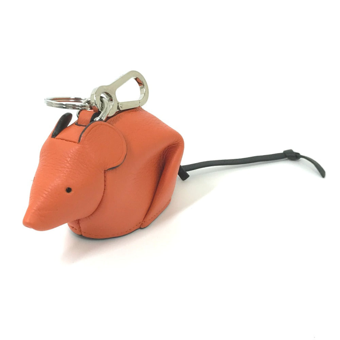 LOEWE charm leather Orange x Black animal collection mouse Women Used 