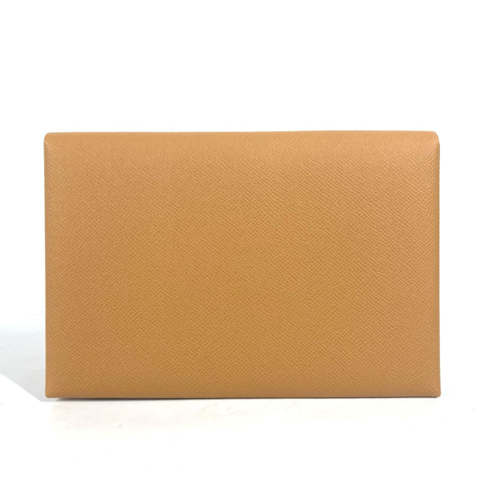 HERMES Clutch bag Epsom Brown x pink With porch Calvi GM unisex(Unisex
