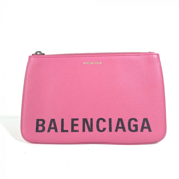BALENCIAGA Clutch bag 545773 leather pink logo VILLE Women Used Authen