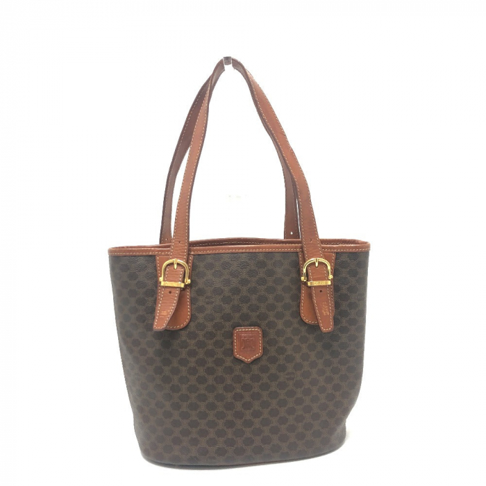 CELINE Tote Bag PVC / Leather Brown vintage Macadam Bucket Type Women 