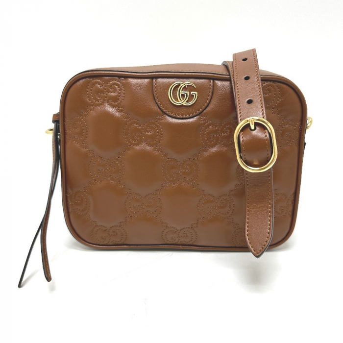 GUCCI Shoulder Bag 702234 leather Brown GG Matelasse Double G Small Wo