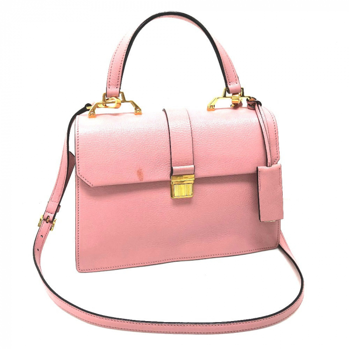 MIUMIU Handbag 5BA108 leather pink Madras Women Used Authentic