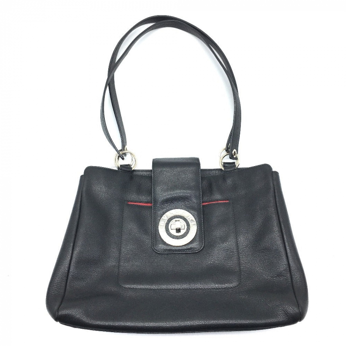 BVLGARI Shoulder Bag leather black Lock type Bulgari Bulgari unisex(Un