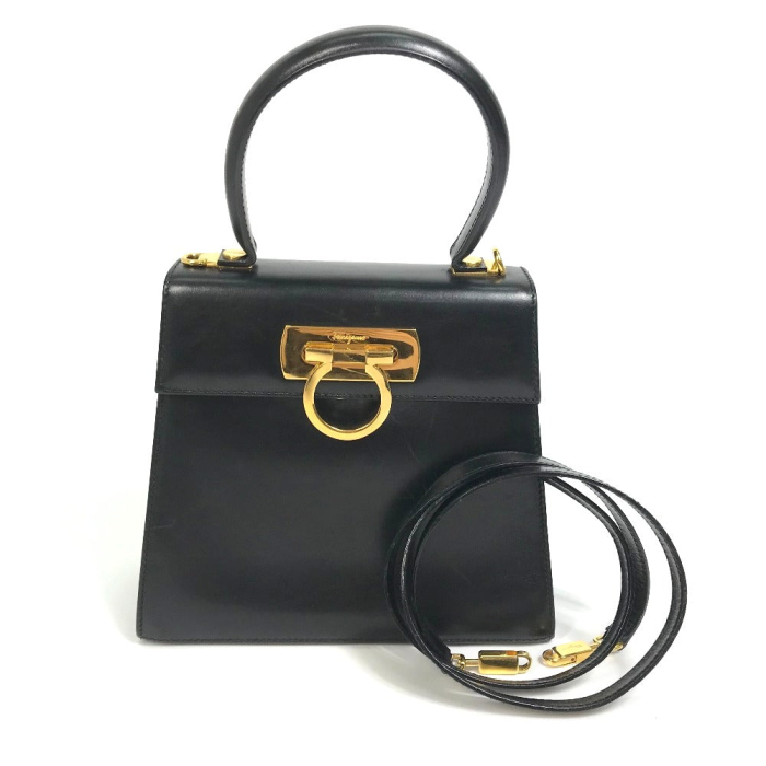 Salvatore Ferragamo Shoulder Bag leather black Shoulder Gancini Women 