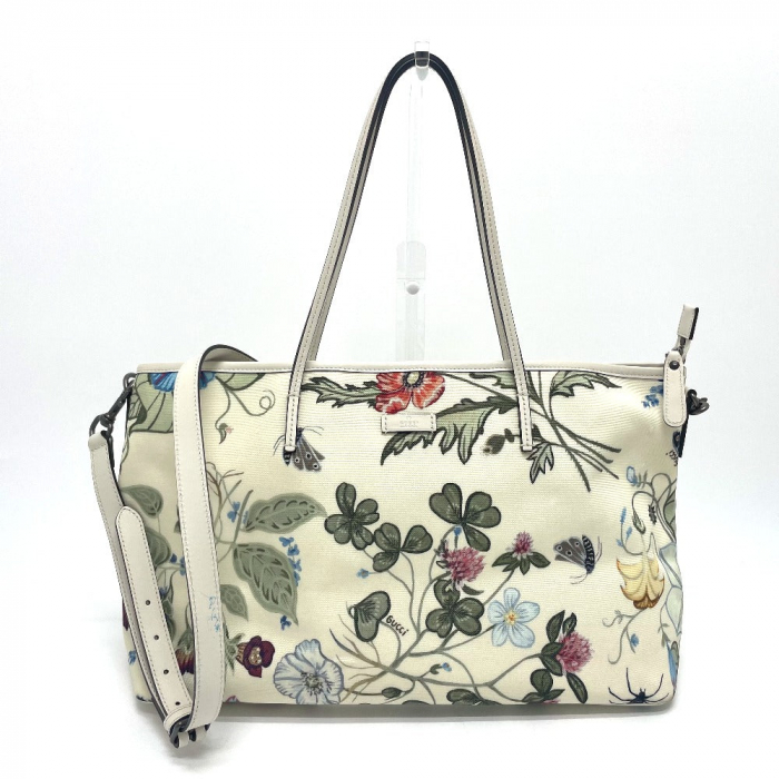 GUCCI Shoulder Bag 353437 Leather / PVC Ivoryx multicolor Flora floral