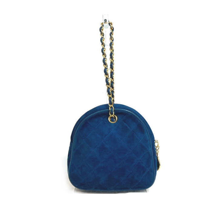 CHANEL Handbag suede blue COCO Mark CC Matrasse Chain Women Used Authe