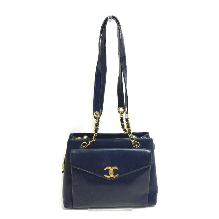 CHANEL Shoulder Bag lambskin Navy CC COCO Mark Coco ball Women Used Au