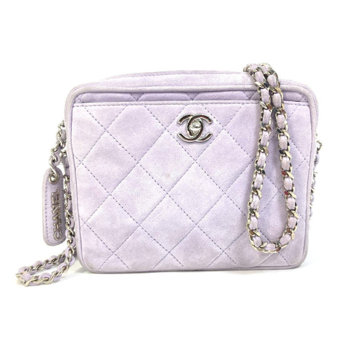 CHANEL Shoulder Bag suede purple CC COCO Mark Crossbody Mini matrasse 