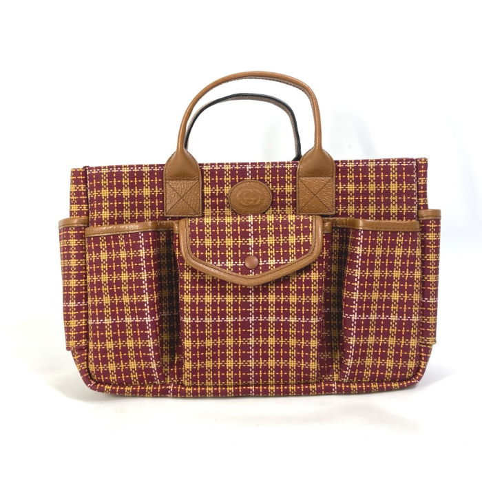GUCCI Handbag 628159 Canvas / leather Brown/Bordeaux type check Chille