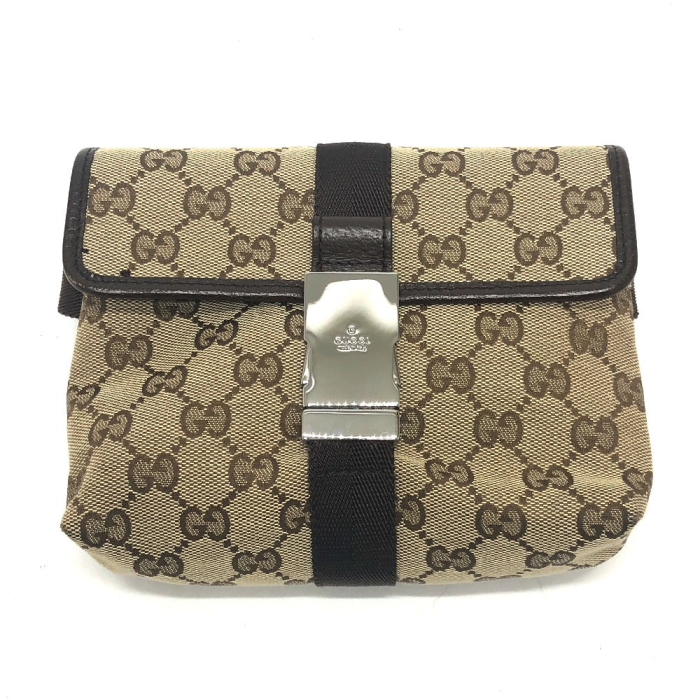 GUCCI Waist bag 131236 GG canvas Beige x brown GG Sling bag Waist pouc