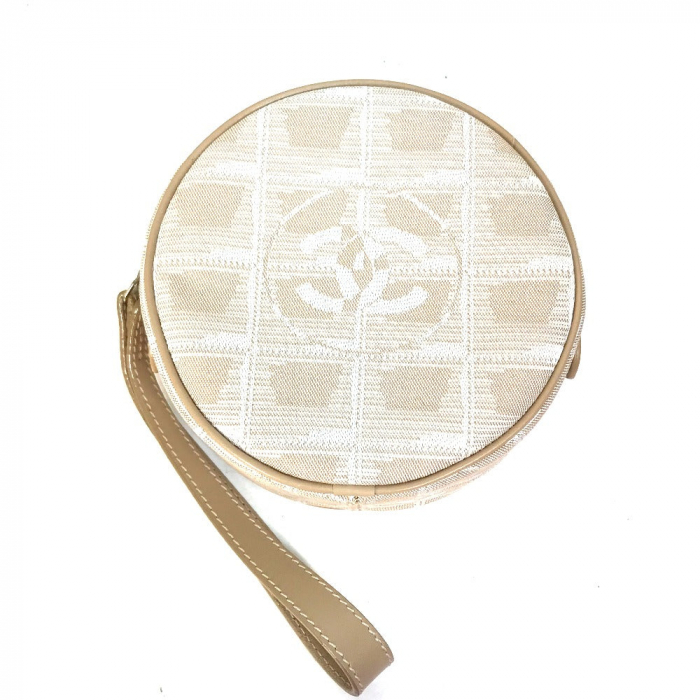 CHANEL Pouch A17682 canvas beige COCO Mark New travel line Women Used 