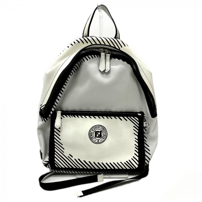 FENDI Backpack 7VZ042 Canvas / leather white Joshua Vides California S