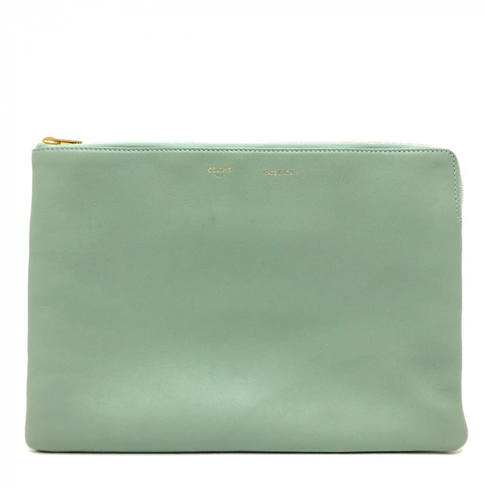 CELINE Clutch bag leather Green type business bag