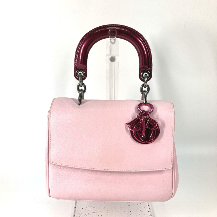 Dior Handbag Leather / enamel Metallic pink Beadior Women Used Authent