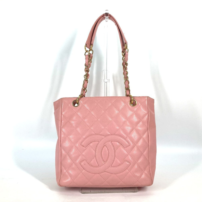 CHANEL Shoulder Bag A50994 Caviar skin pink Tote Bag Chain Matelasse P
