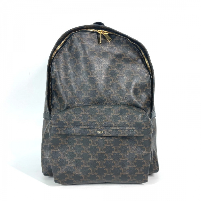 CELINE Backpack leather Brown Bag Triomphe Women Used Authentic