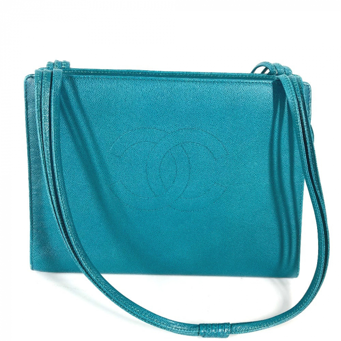 CHANEL Shoulder Bag Caviar skin Green type Bag Tote Bag CC COCO Mark