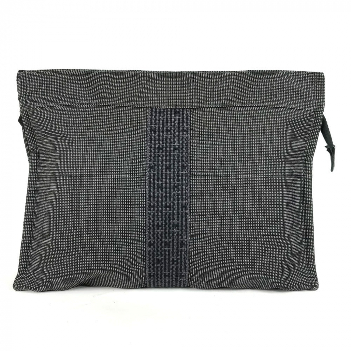 HERMES Pouch canvas gray Her Line Pouch MM