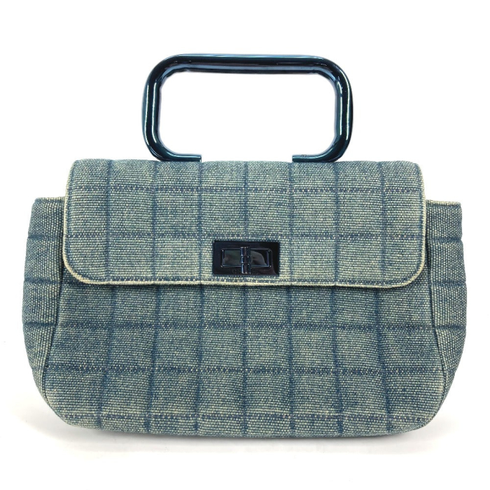 CHANEL Handbag denim blue Metallic Handle Chocolate bar 2.55 fittings 