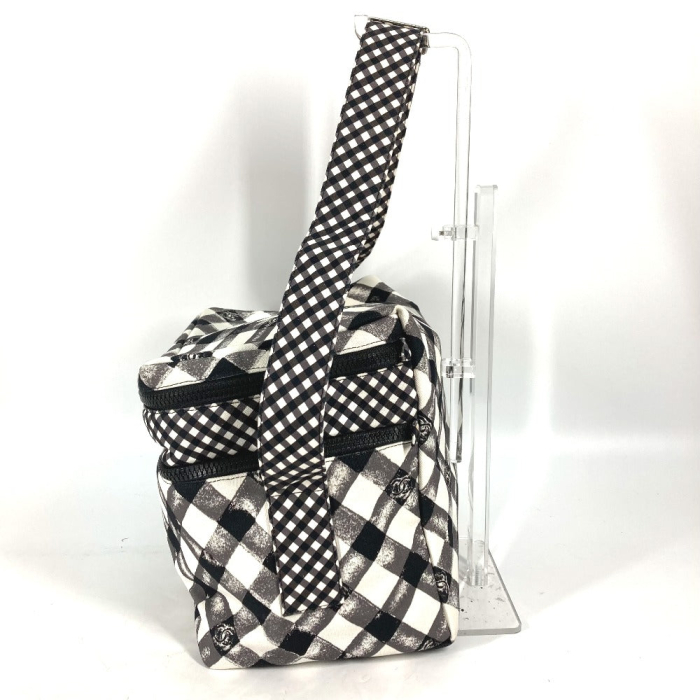 CHANEL Shoulder Bag canvas white Check CC COCO Mark Women Used Authent