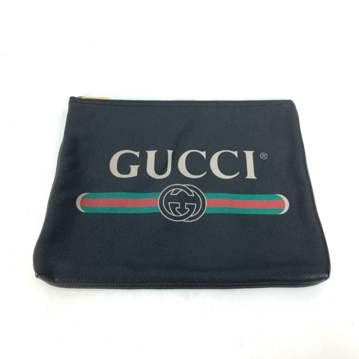 GUCCI Clutch bag 500981 leather black logo mens Used Authentic
