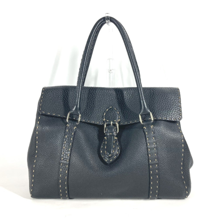 FENDI Shoulder Bag leather black vintage Celeria Women Used Authentic