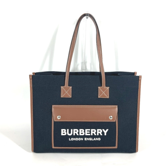 BURBERRY Shoulder Bag 8055747 Leather / canvas black logo FREYA TOTE W
