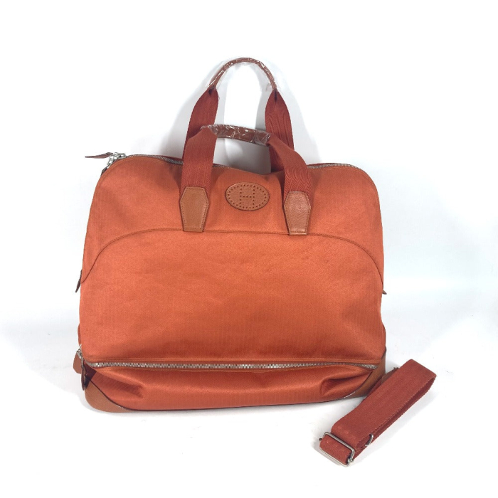 HERMES Boston Duffel bag Towal chevron Orange Sports 2WAY Bag Shoulder