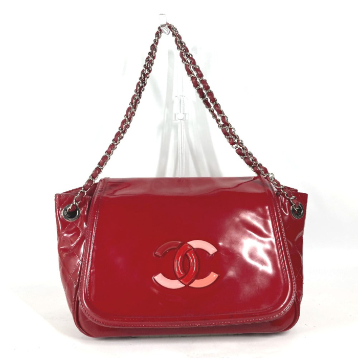 CHANEL Shoulder Bag enamel Red CC COCO Mark Lipstick