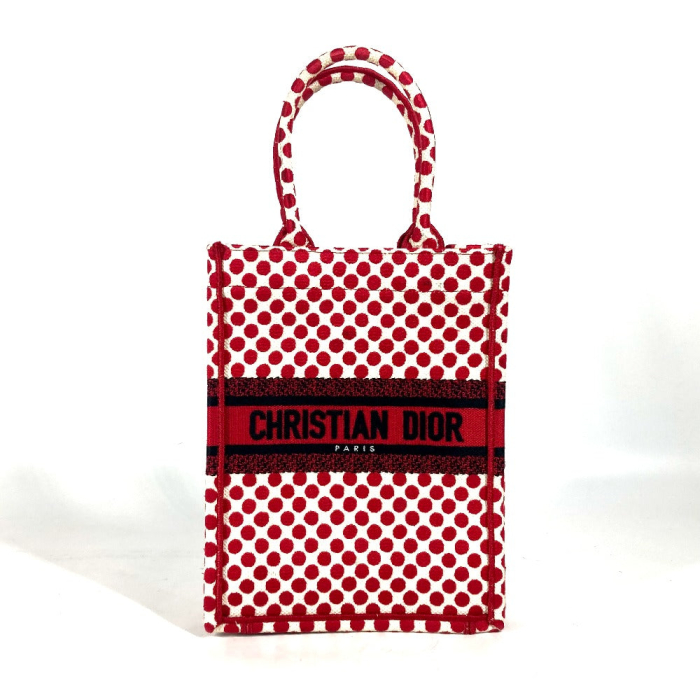 Dior Handbag canvas Red DIORAMOUR Dior Amour Bar Tikal Book Tote