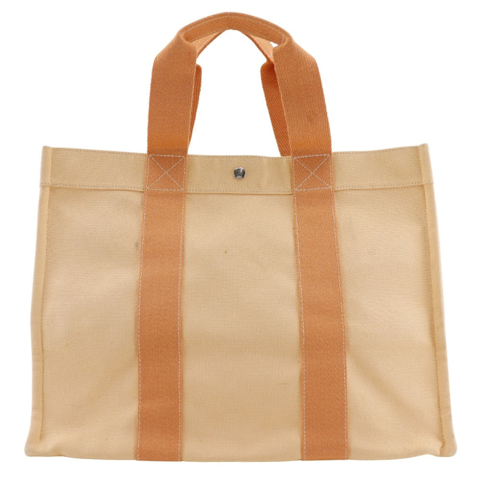 HERMES Tote Bag canvas Orange Bora Bora GM Women Used Authentic